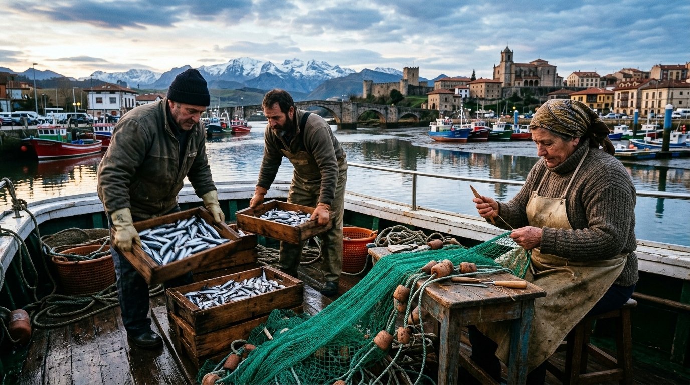 Sector Primario español, pescadores trabajando